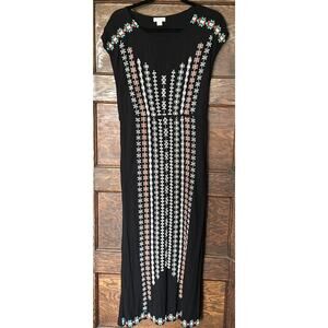 Sundance Black Maxi Dress with Embroidered Accents